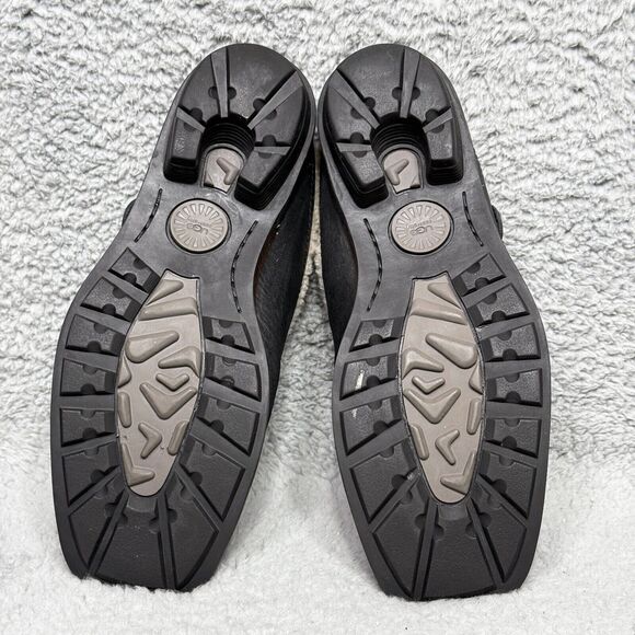 UGG Langford Womens Size 6 Mule Clogs Shoes Black Leather Sheepskin Lined - Picture 7 of 9